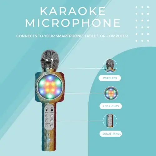Wireless Express - Sing-Along Bling Bluetooth Karaoke Microphone and Bluetooth Stereo Speaker All-in-One (Rainbow Bling) - 3
