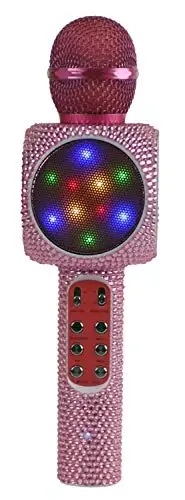 Wireless Express - Sing-Along Bling Bluetooth Karaoke Microphone and Bluetooth Stereo Speaker All-in-One (Pink Bling) - 1