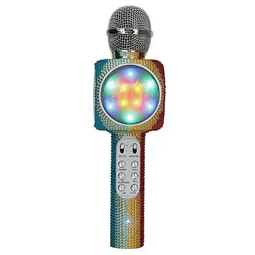 Wireless Express - Sing-Along Bling Bluetooth Karaoke Microphone and Bluetooth Stereo Speaker All-in-One (Rainbow Bling) 