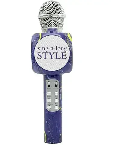 Wireless Express - Sing-Along Bling Bluetooth Karaoke Microphone and Bluetooth Stereo Speaker All-in-One (Swirl Purple) - 1