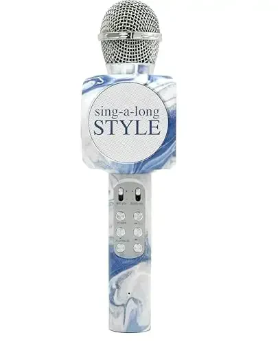 Wireless Express - Sing-Along Bluetooth Karaoke Mikrofon va Bluetooth Stereo Karnay, Swirl Edition, All-in-One (Swirl Blue) 