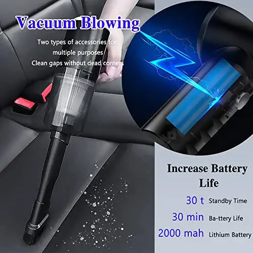 Wireless Handheld Car Vacuum Cleaner, Portable Vacuum Cleaner for Car, Suction Car Vacuum Cleaner, 5500PA Suction Cordless Car Vacuum, Rechargeable Mini Car Vacuum for Vehicle, Home and Office - 3