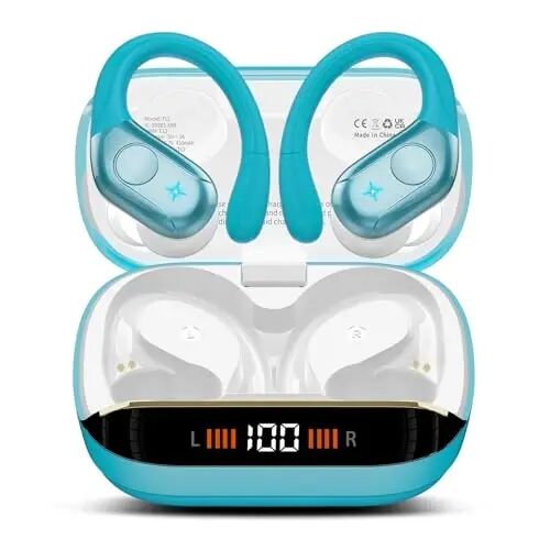 Wireless Headphones Sports, 75Hrs Bluetooth 5.4 Earbuds, Bass Hi-Fi Stereo | ENC Noise Cancelling Over Ear Buds, Running Workout Gym Headset with Earhook, IP-X7 Waterproof Earphones for Android iOS - 1