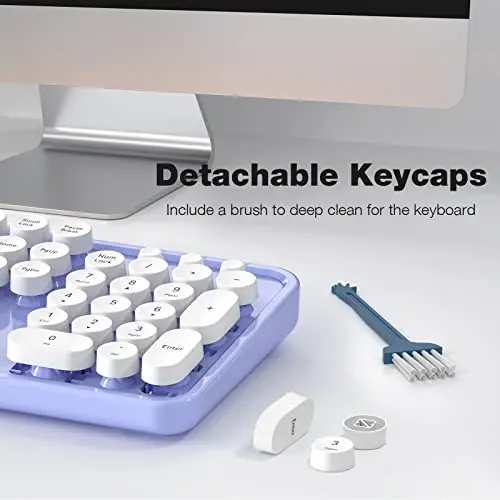 Wireless Keyboard and Mouse Combo - GEEZER Binafsha-Oq To'liq O'lchamli Rangli Klaviatura 104 Tugma - USB 2.4 G Qabul qiluvchi Dumaloq Kalpak Yozuv Mashinasi Klaviaturalari bilan Windows, PC, Noutbuk uchun Ulan va O'yna - 5