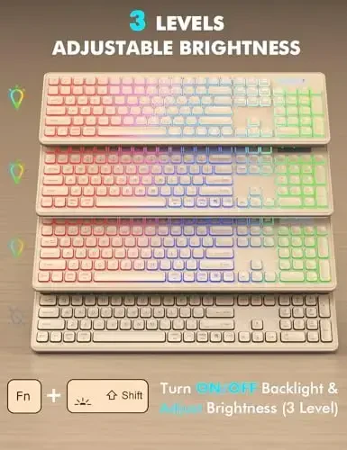 Wireless Keyboard and Mouse Combo - RGB Backlit, Rechargeable & Light Up Letters, Full-Size, Ergonomic Tilt Angle, Sleep Mode, 2.4GHz Quiet Keyboard Mouse for Mac, Windows, Laptop, PC - TRUEQUE (1)