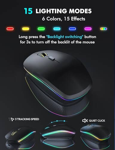 Wireless Keyboard and Mouse Combo - RGB Backlit, Rechargeable & Light Up Letters, Full-Size, Ergonomic Tilt Angle, Sleep Mode, 2.4GHz Quiet Keyboard Mouse for Mac, Windows, Laptop, PC, Trueque - 5