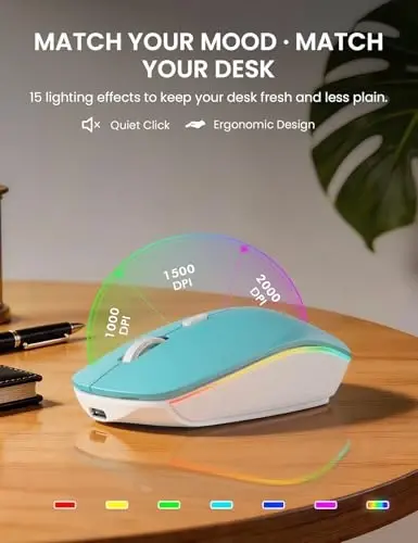 Wireless Keyboard and Mouse Combo, RGB Backlit, Rechargeable & Light Up Letters, Full-Size, Soft Typing, Sleep Mode, 2.4GHz Quiet Keyboard Set for Mac, Windows, Laptop, PC, Trueque KM42Pro - 6