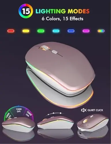 Wireless Keyboard and Mouse Combo, RGB Backlit, Trueque KM42Pro | RGB Rainbow Backlit, Rechargeable Keyboard Mouse, Sleep Mode, 2.4GHz Wireless, Silent Soft Typing, USB-C Adapter - 4