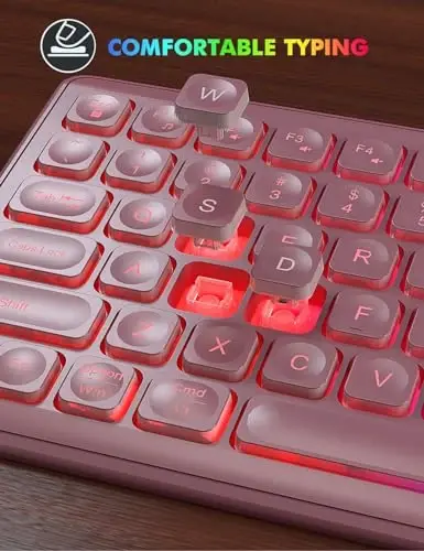 Wireless Keyboard and Mouse Combo, RGB Backlit, Trueque KM42Pro | RGB Rainbow Backlit, Rechargeable Keyboard Mouse, Sleep Mode, 2.4GHz Wireless, Silent Soft Typing, USB-C Adapter - 6