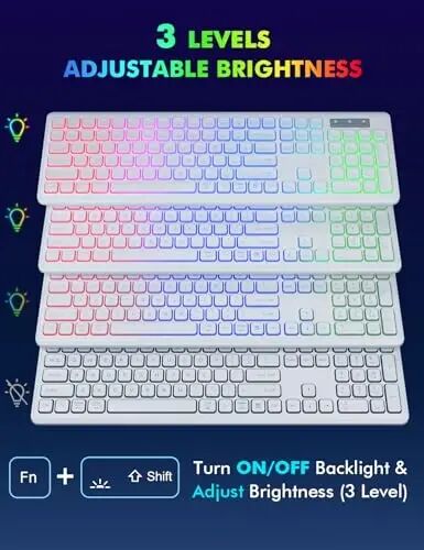 Wireless Keyboard and Mouse Combo with RGB Backlit, Rechargeable | Light Up Letters, Full-Size, Soft Typing, Sleep Mode, 2.4GHz Quiet Keyboard Set for Mac, Windows, Laptop, PC, Trueque KM42Pro - Trueque (1)
