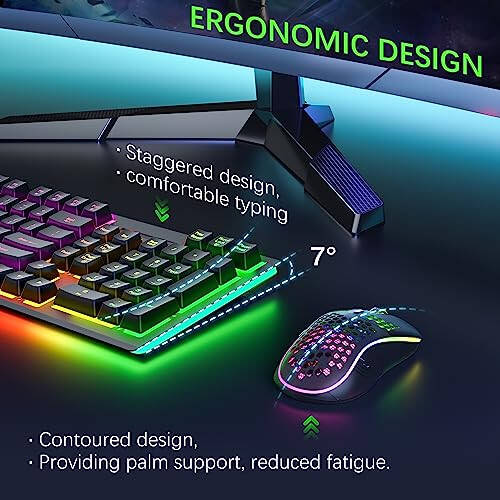 Wireless Keyboard and Mouse RGB Backlit Combo, MOOJAY Rechargeable 2.4G Light Up Cordless Gaming Keyboard with Ergonomic Wireless Wired Dual Mode Mice Set, for PC/Laptop/Windows/Mac - Black - 5