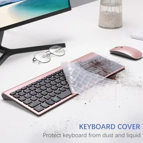 Wireless Keyboard and Mouse Ultra Slim Combo, Dual System - Rose Gold Black | TopMate 2.4G Silent Compact 2400DPI Mouse and Scissor Switch Keyboard Set with Cover and Batteries, for PC/Laptop/Windows/Mac - 5
