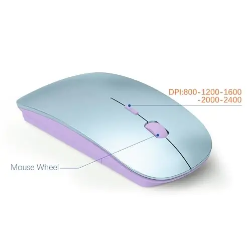 Wireless Keyboard and Mouse Ultra Slim Combo, TopMate - Blue Purple | 2.4G Silent Compact 2400DPI Mouse and Scissor Switch Keyboard Set with Cover, Batteries Included, for PC/Laptop/Windows/Mac - 4