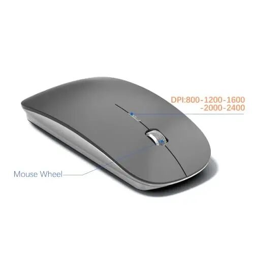 Wireless Keyboard and Mouse Ultra Slim Combo, TopMate - Gray Silver | 2.4G Silent Compact 2400DPI Mouse and Scissor Switch Keyboard Set with Cover, Batteries Included, for PC/Laptop/Windows/Mac - 4