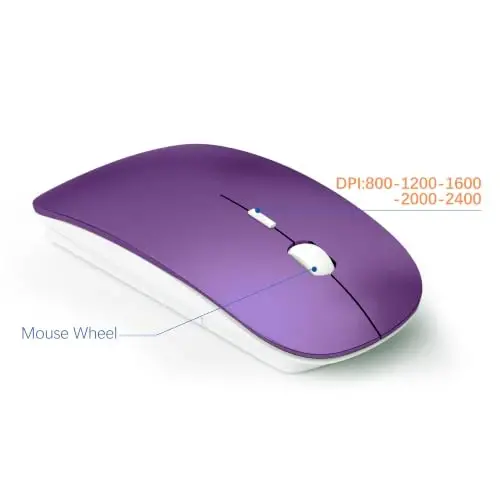 Wireless Keyboard and Mouse Ultra Slim Combo, TopMate - Purple White | 2.4G Silent Compact 2400DPI Mouse and Scissor Switch Keyboard Set with Cover, Batteries Included, for PC/Laptop/Windows/Mac - 4