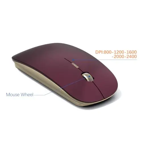 Wireless Keyboard and Mouse Ultra Slim Combo, TopMate - Wine Gold | 2.4G Silent Compact 2400DPI Mouse and Scissor Switch Keyboard Set with Cover, Batteries Included, for PC/Laptop/Windows/Mac - 4