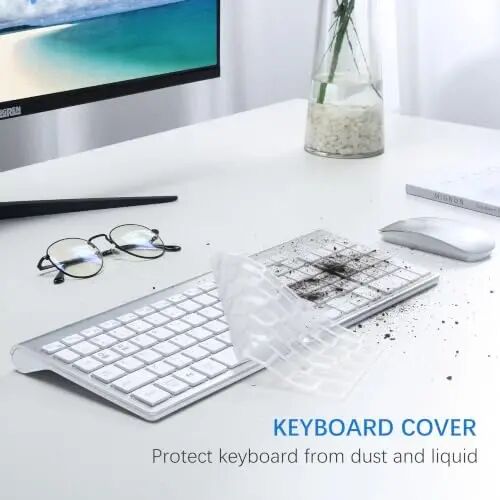 Wireless Keyboard and Mouse Ultra Slim Combo with Dual System- Silver White | TopMate 2.4G Silent Compact 2400DPI Mouse and Scissor Switch Keyboard Set with Cover and Batteries, for PC/Laptop/Windows/Mac - 5