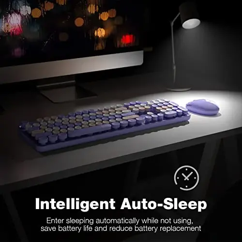 Wireless Keyboard Mouse Combo - GEEZER Deep Purple Full-Sized Colorful Keyboard 104 Keys - USB 2.4 G Receiver Plug Play with Round Keycap Typewriter Keyboards, for Windows, PC, Laptop, Desktop - 4