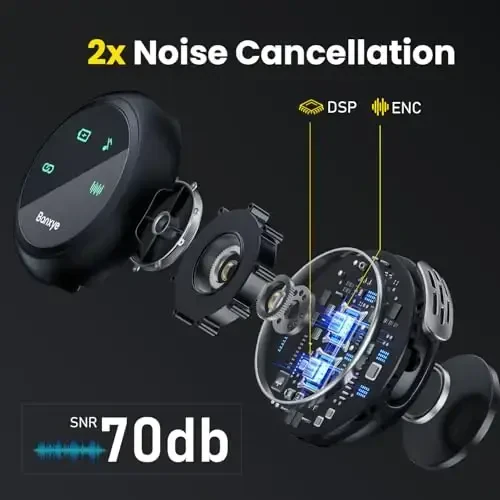 Wireless Lavalier Microphone for iPhone Android, 2in1 Magnetic & Clamp Lapel, Banxye Ultra-light 1 Click Noise Cancelling Studio Sound, Lapel Mic for Video Recording, Streaming, Youtube, Tiktok, Beige - 3