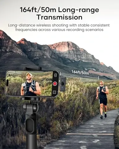 Wireless Lavalier Microphone for iPhone iPad Android With Charging Case 80h Battery Life, Noise Cancellation, 164ft Range Plug-Play Clip On Lapel Mic for Youtube, Video Recording, Vlog, Live Streaming - 4