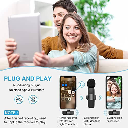 Wireless Lavalier Microphone for Type-C Phone, Plug-Play Wireless Mic with 2 Microphone for USB-C Android Phone Video Recording, Interview, Vlog, Auto Sync and Noise Reduction... - 2