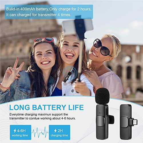 Wireless Lavalier Microphone for Type-C Phone, Plug-Play Wireless Mic with 2 Microphone for USB-C Android Phone Video Recording, Interview, Vlog, Auto Sync and Noise Reduction... - 3