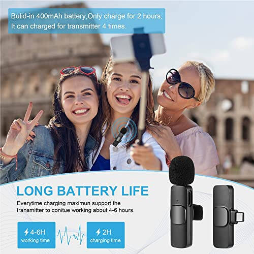 Wireless Lavalier Microphone for Type-C Phone, Plug-Play Wireless Mic with 2 Microphone for USB-C Android Phone Video Recording, Interview, Vlog, Auto Sync and Noise Reduction... - 3