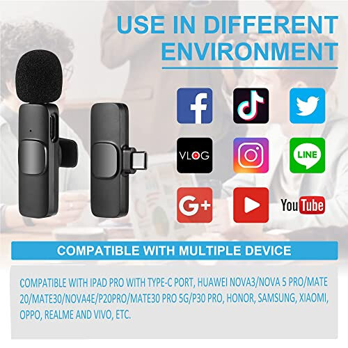 Wireless Lavalier Microphone for Type-C Phone, Plug-Play Wireless Mic with 2 Microphone for USB-C Android Phone Video Recording, Interview, Vlog, Auto Sync and Noise Reduction... - 5