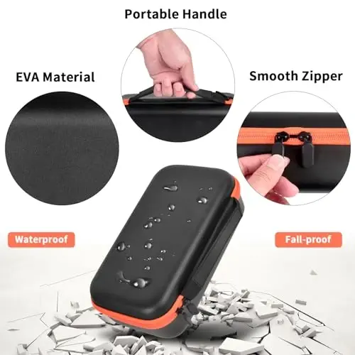 Wireless Microphone Case Compatible with JBL Wireless Two Microphone System, Handheld Dual Mic Travel Bag for Singing or Karaoke for Receivers, Adapters, AA Batteries-Black(Box Only) - 3