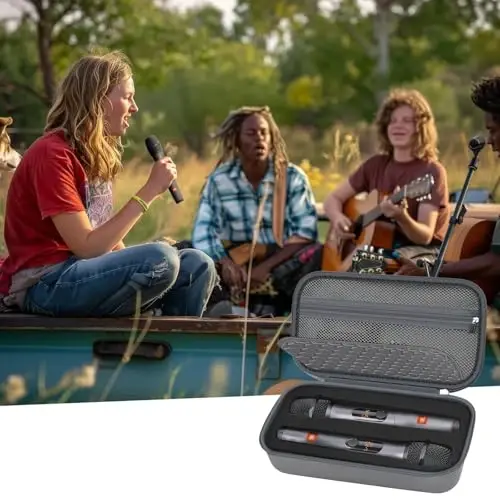 Wireless Microphone Case Compatible with JBL Wireless Two Microphone/for JBL Partybox, Handheld Dual Mic Travel Storage Bag for Receiver, Batteries and Other Accessories - Grey (Box Only) - 2