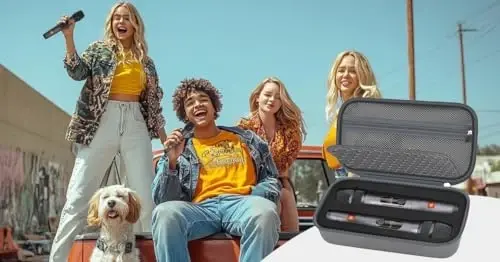 Wireless Microphone Case Compatible with JBL Wireless Two Microphone/for JBL Partybox, Handheld Dual Mic Travel Storage Bag for Receiver, Batteries and Other Accessories - Grey (Box Only) - 3