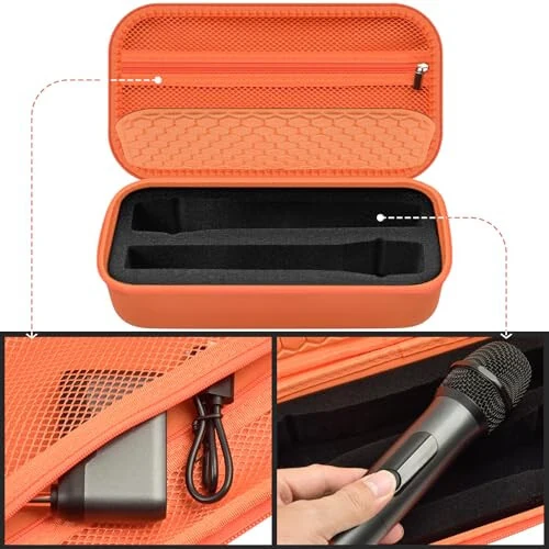 Wireless Microphone Case Compatible with JBL Wireless Two Microphone/for JBL Partybox, Handheld Dual Mic Travel Storage Bag for Receiver, Batteries and Other Accessories -Orange(Box Only) - Modazone (1)