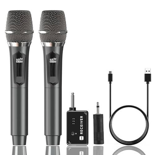 Wireless Microphone, MAILANGSHI Dual Handheld Cordless Microphone System with Rechargeable Receiver, 50H Duration, 200ft Range, Karaoke Microphones for Singing, Wedding, DJ, Party, Speech, Church - 5