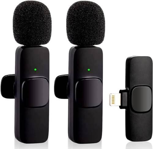 Wireless Microphone, Plug-Play Wireless Lavalier Mic with 2 Microphone for iPhone iPad - 7