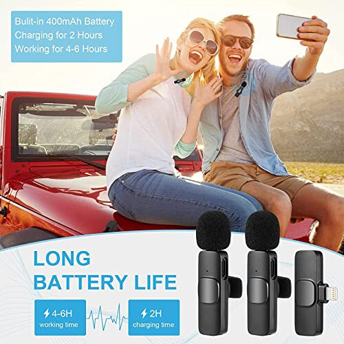 Wireless Microphone, Plug-Play Wireless Lavalier Mic with 2 Microphone for iPhone iPad - 8