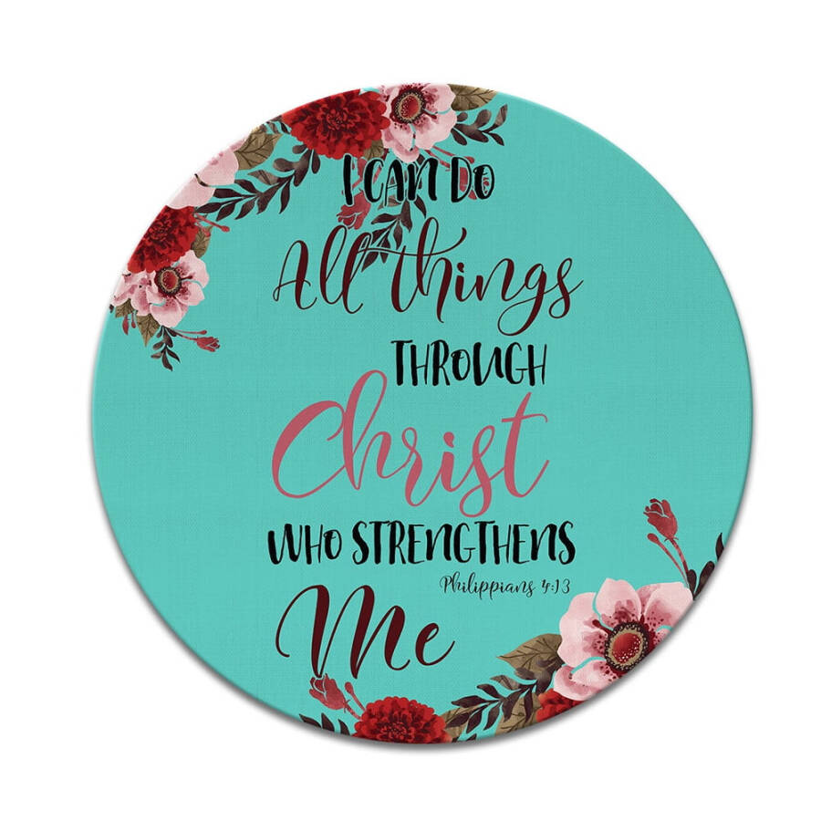 WIRESTER 7.88 inches Round Standard Mouse Pad, Non-Slip Mouse Pad for Home, Office, and Gaming Desk - Christian Bible Verses Philippians 4:13 - 2