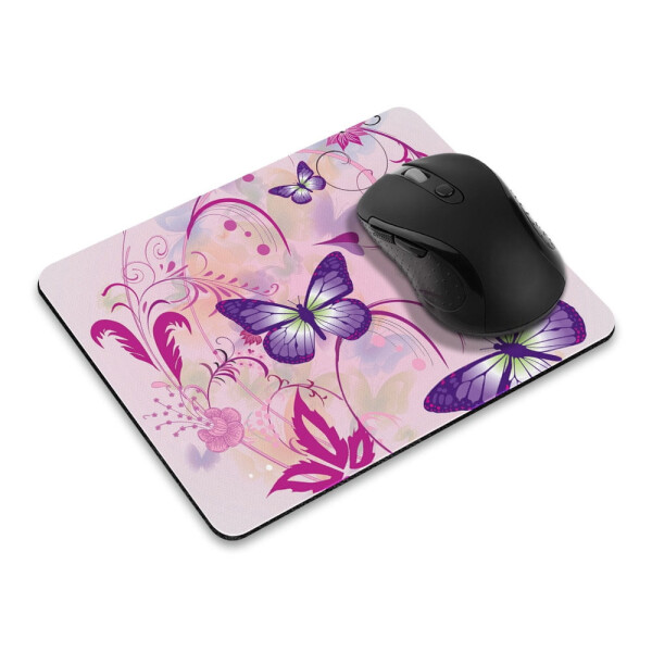 WIRESTER Rectangle Standard Mouse Pad, Non-Slip Mouse Pad for Home, Office, and Gaming Desk, Purple Butterfly Pink Vines - 6