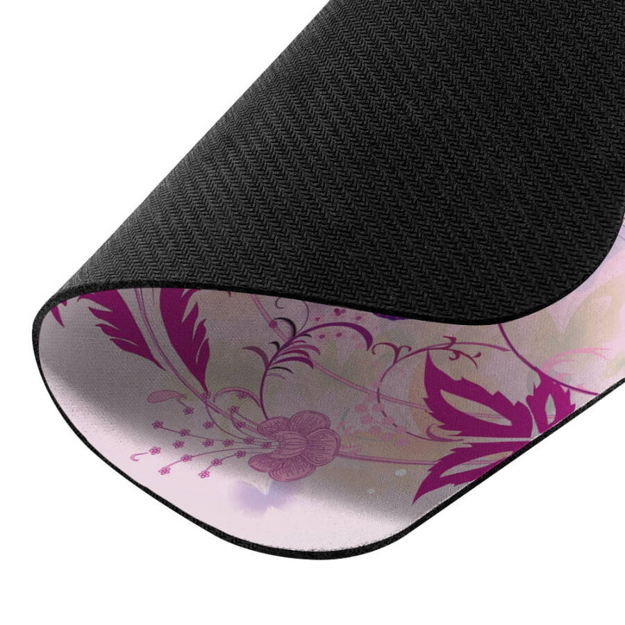 WIRESTER Rectangle Standard Mouse Pad, Non-Slip Mouse Pad for Home, Office, and Gaming Desk, Purple Butterfly Pink Vines - 8