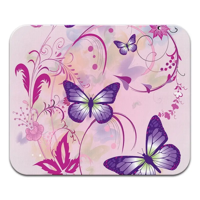 WIRESTER Rectangle Standard Mouse Pad, Non-Slip Mouse Pad for Home, Office, and Gaming Desk, Purple Butterfly Pink Vines - 3