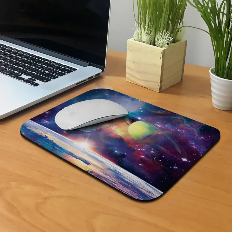 WIRESTER To'g'ri Burchak Standart Sichqoncha Pad, Uy, Ofis va O'yin Stoli uchun Sirpanmaydigan Sichqoncha Pad, Orzu Kosmos Galaktikasi - 5