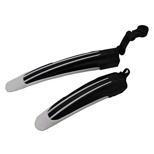 BlueSunshine Adjustable Road Mountain Bike Bicycle Cycling Tire Front/Rear Mud Guards Mudguard Fenders Set (White + Black) - 2