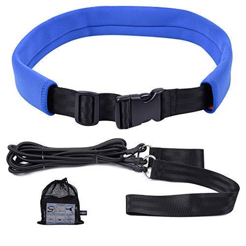 Wisdompro Swim Training Belt, Swim Bungee Cords Resistance Bands, Swim Tether Stationary Swimming, Swim Harness Static Swimming Belt - Blue - 1