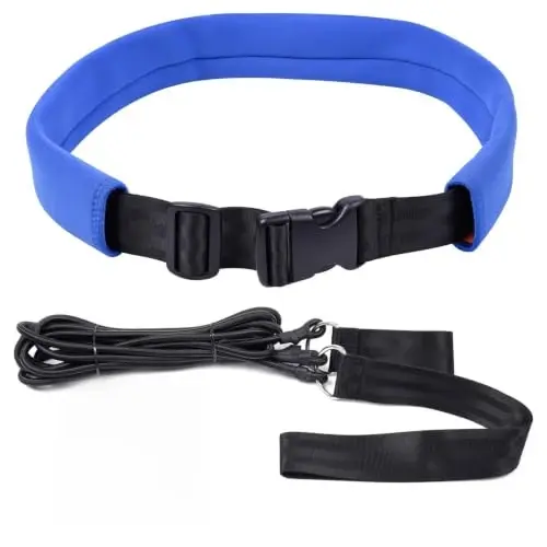 Wisdompro Swim Training Belt, Swim Bungee Cords Resistance Bands, Swim Tether Stationary Swimming, Swim Harness Static Swimming Belt - Blue - WISDOMPRO