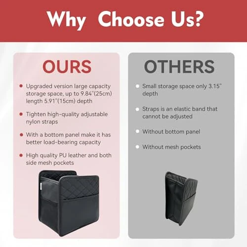 Witaxima Upgrade Car Seat Organizer Backseat with Storage Pockets, Multipurpose Car Organizer Hanging, Car Trash Bag Can,Premium PU Leather Garbage Can 2.14 Gallon Large Capacity, Black - 5