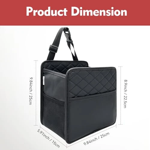 Witaxima Upgrade Car Seat Organizer Backseat with Storage Pockets, Multipurpose Car Organizer Hanging, Car Trash Bag Can,Premium PU Leather Garbage Can 2.14 Gallon Large Capacity, Black - Witaxima (1)