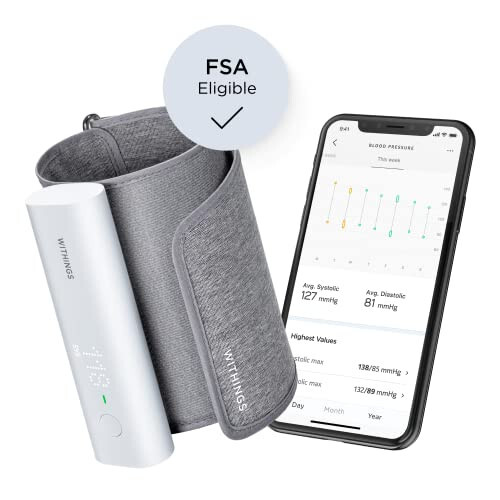 Withings BPM Connect - Digital Blood Pressure Cuff & Heart Rate Monitor - Blood Pressure Machine Arm Cuff, FDA Cleared, FSA/HSA Eligible, IOS & Android - 13