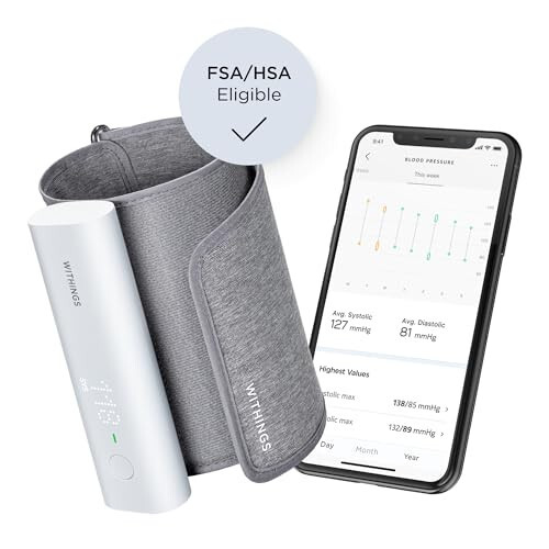 Withings BPM Connect - Raqamli Qon Bosimi Manjeti va Yurak Urishini Nazorat Qiluvchi - Qon Bosimi Mashinasi Qo'l Manjeti, FDA Tomonidan Tasdiqlangan, FSA/HSA Uchun Mos, IOS & Android - 3