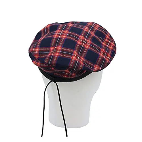 WITModazoneOONS Cotton Plaid Beret Hat Tartan Check French Beanie Cap YZF0083 - 4