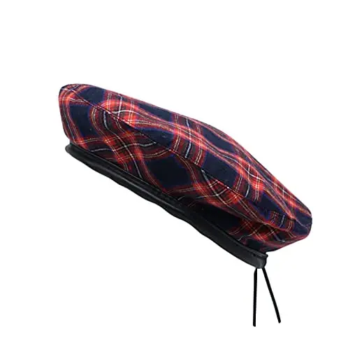 WITModazoneOONS Cotton Plaid Beret Hat Tartan Check French Beanie Cap YZF0083 