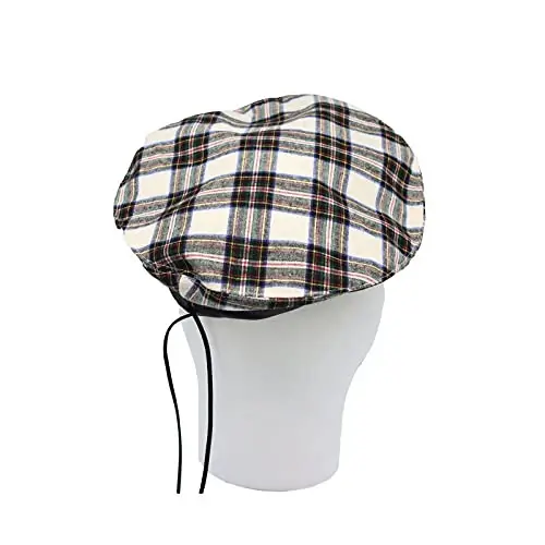 WITModazoneOONS Cotton Plaid Beret Hat Tartan Check French Beanie Cap YZF0083 - 4